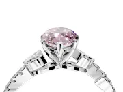 Leaf Motif Engagement Ring Setting for Fancy Pink Marquise Center with Pave Band and Prong Head in Platinum