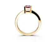 Solitaire Engagement Ring Setting for Fancy Pink Emerald Cut Center with Plain Band and Flat Tab Prong Head in Yellow Gold