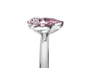Low-Set Solitaire Engagement Ring Setting for Fancy Pink Pear-Shaped Center with Thin Plain Band and Prong Head in White Gold