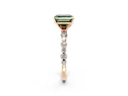 Solitaire Engagement Ring Setting for Fancy Green Asscher Cut Center with Alternating Size Accents and Prong Head in Rose Gold