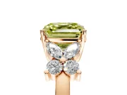 Floral Engagement Ring Setting for Fancy Yellow Asscher Cut Center with Marquise Cluster Shoulders and Prong Head in Rose Gold