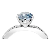 Solitaire Engagement Ring Setting for Fancy Blue Marquise Center with Milgrain-Edged Pave Band and Prong Head in Sterling Silver