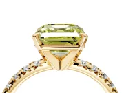 Solitaire Engagement Ring Setting for Fancy Yellow Asscher Cut Center with Large Accents and Prong Head in Yellow Gold