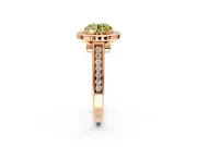 Halo Engagement Ring Setting for Fancy Yellow Round Cut Center with Outer Bezel Rim, Pave Band and Prong Head in Rose Gold