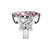 Floral Engagement Ring Setting for Fancy Pink Marquise Center with Marquise Cluster Shoulders and Prong Head in White Gold