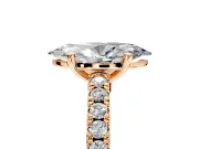 Solitaire Engagement Ring Setting for Marquise Center with Single Row Accent Band and Prong Head in Rose Gold