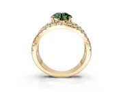 Solitaire Engagement Ring Setting for Fancy Green Round Cut Center with Wide-Open Split Shank and Prong Head in Yellow Gold