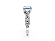 Solitaire Engagement Ring Setting for Fancy Blue Asscher Cut Center with Narrow Twist Pave Band and Prong Head in Platinum
