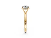 Solitaire Engagement Ring Setting for Round Cut Center with Fine Wire Band and Prong Head in Yellow Gold