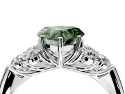 Cluster Engagement Ring Setting for Fancy Green Heart-Shaped Center with Round Cut Accent Frame and Prong Head in Platinum