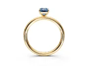 Low-Set Solitaire Engagement Ring Setting for Fancy Blue Emerald Cut Center with Thin Plain Band and Prong Head in Yellow Gold