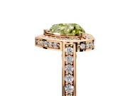 Halo Engagement Ring Setting for Fancy Yellow Heart-Shaped Center with Framed Halo, Pave Band and Prong Head in Rose Gold
