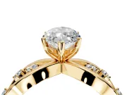 Solitaire Engagement Ring Setting for Marquise Center with Criss-Cross Accent Band and Prong Head in Yellow Gold