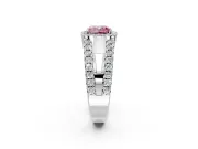 Halo Engagement Ring Setting for Fancy Pink Cushion Cut Center with Wide-Open Pave Split Shank and Prong Head in Platinum