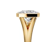 Solitaire Engagement Ring Setting for Radiant Cut Center with V Split Shank and Bezel Head in Yellow Gold