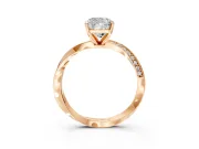 Side Accent Engagement Ring Setting for Cushion Cut Center with Accent Shoulders and Prong Head in Rose Gold
