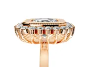 Halo Engagement Ring Setting for Asscher Cut Center with Milgrain Bezel Rim, Plain Band and Prong Head in Rose Gold