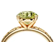 Solitaire Engagement Ring Setting for Fancy Yellow Round Cut Center with Scrollwork Band and Prong Head in Yellow Gold
