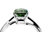 Solitaire Engagement Ring Setting for Fancy Green Radiant Cut Center with Plain Bypass Twist Band and Prong Head in Platinum