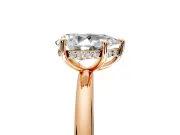 Hidden Halo Engagement Ring Setting for Pear-Shaped Center with Thin Rounded Band and Prong Head in Rose Gold