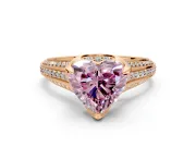 Solitaire Engagement Ring Setting for Fancy Pink Heart-Shaped Center with Accented Split Shank and Prong Head in Rose Gold