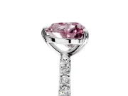 Solitaire Engagement Ring Setting for Fancy Pink Heart-Shaped Center with Pave Accents and Prong Head in Platinum