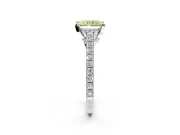 Solitaire Engagement Ring Setting for Fancy Yellow Radiant Cut Center with Widening Pave Band and Claw Prong Head in White Gold
