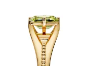 Solitaire Engagement Ring Setting for Fancy Yellow Emerald Cut Center with Milgrain Cathedral Band and Prong Head in Yellow Gold