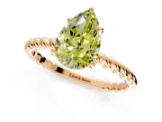 Solitaire Engagement Ring Setting for Fancy Yellow Pear-Shaped Center with Plain Twisted Rope Band and Prong Head in Rose Gold