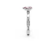 Solitaire Engagement Ring Setting for Fancy Pink Pear-Shaped Center with Channel Baguette Band and Prong Head in Platinum