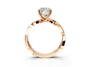 Solitaire Engagement Ring Setting for Cushion Cut Center with Pave and Plain Crossover Band and Prong Head in Rose Gold
