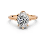 Solitaire Engagement Ring Setting for Oval Center with Cathedral Band and Prong Head in Rose Gold