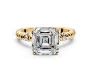 Rope Engagement Ring Setting for Asscher Cut Center with Accent Shoulders and Prong Head in Yellow Gold