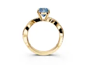 Crossover Engagement Ring Setting for Fancy Blue Cushion Cut Center with Pave and Plain Strands and Prong Head in Yellow Gold