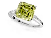 Solitaire Engagement Ring Setting for Fancy Yellow Asscher Cut Center with Channel Accents and Prong Head in Sterling Silver