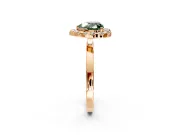 Halo Engagement Ring Setting for Fancy Green Heart-Shaped Center with Thin Plain Band and Prong Head in Rose Gold