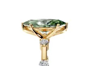 Solitaire Engagement Ring Setting for Fancy Green Marquise Center with Bezel Station Band and Prong Head in Yellow Gold