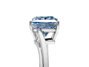 Solitaire Engagement Ring Setting for Fancy Blue Princess Cut Center with Plain Bypass Twist Band and Prong Head in Platinum