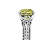 Solitaire Engagement Ring Setting for Fancy Yellow Cushion Cut Center with Pave Rail Split Shank and Prong Head in Platinum