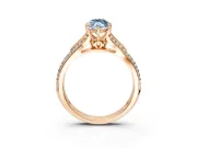 Solitaire Engagement Ring Setting for Fancy Blue Marquise Center with Pave Rail Split Shank and Prong Head in Rose Gold