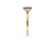 Solitaire Engagement Ring Setting for Emerald Cut Center with Straight Thin Band and Prong Head in Yellow Gold