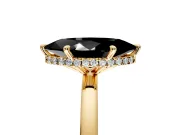 Hidden Halo Engagement Ring Setting for Fancy Black Marquise Center with Plain Band and Tall Prong Head in Yellow Gold