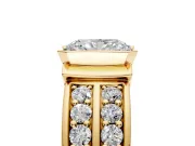 Bezel Engagement Ring Setting for Radiant Cut Center with Wide Channel-Set Band and Bezel Head in Yellow Gold