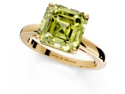 Solitaire Engagement Ring Setting for Fancy Yellow Asscher Cut Center with Basket Rail and Prong Head in Yellow Gold