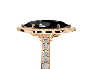 Halo Engagement Ring Setting for Fancy Black Marquise Center with Pave Accents, Heart Basket and Prong Head in Rose Gold