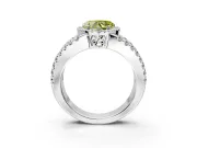 Halo Engagement Ring Setting for Fancy Yellow Heart-Shaped Center with Wide-Open Pave Split Shank and Prong Head in Sterling Silver