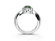 Halo Engagement Ring Setting for Fancy Green Cushion Cut Center with Tapered Plain Band and Prong Head in White Gold