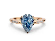 Solitaire Engagement Ring Setting for Fancy Blue Pear-Shaped Center with Channel Accents and Prong Head in Rose Gold
