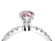 Open Basket Engagement Ring Setting for Fancy Pink Pear-Shaped Center with Pave Band and Prong Head in Platinum