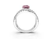 Solitaire Engagement Ring Setting for Fancy Pink Radiant Cut Center with Wide-Open Split Shank and Prong Head in Platinum
